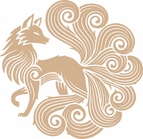 Nine Tailed Fox mystical creature, traditional Asian myth, folklore, nine-tailed fox illustration, fantasy art, Japanese kitsune, Korean gumiho, legendary fox spirit, mythical fox in art, spiritual symbolism.
